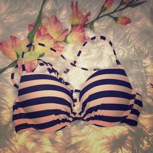 Aerie Stripe Pink and Blue Bikini Top